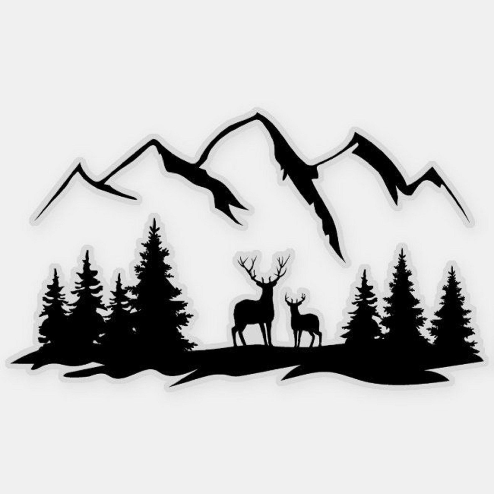 Forest Decal Mountain Decals Forest Deer Decals Forest Etsy