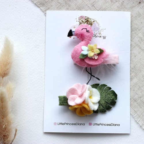 Pink Flamingo Hair Clips Tropical Flowers Barrette First - Etsy Pink Flamingo Hair Clips Tropical Flowers Barrette First - Etsy
