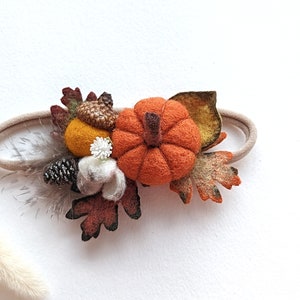 Fall pumpkin baby headband, Halloween baby look, autumn headband, pumpkin crown,  orange kids headband, pumpkin costume, hair accessories