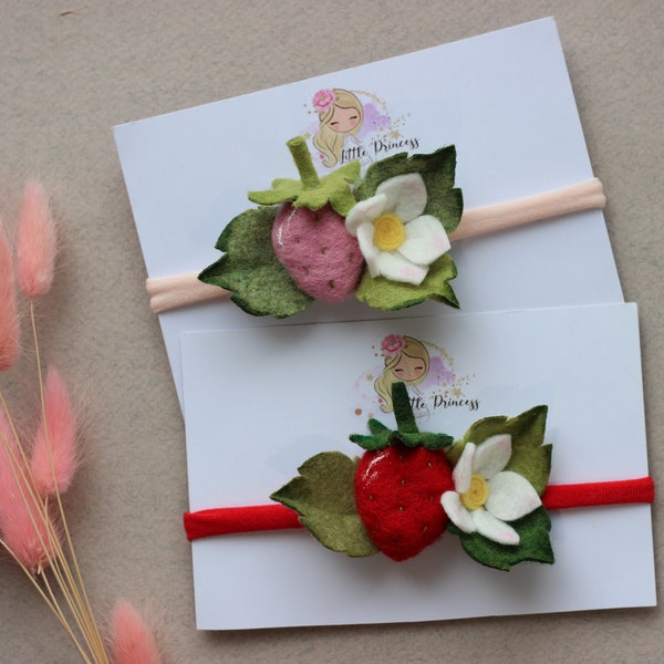 Bandeau à la fraise rouge, pinces à cheveux à la fraise rose, bandeau aux baies rouges scintillantes, accessoires pour cheveux aux fruits d’été, fête d’anniversaire d’été