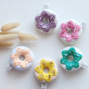 Donut hair clips, food barrette, toddler hair clips, baby hair accessories, donut birthday party, sprinkles donut jewelry, gift for girl