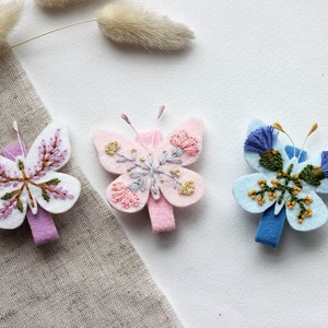 Pink butterfly baby clips, butterfly headpiece, butterfly headpiece, butterfly birthday party,first birthday princess, embroidered hair clip