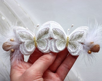 White butterfly baby headband, butterfly headpiece, crystal headpiece, butterfly birthday party, first birthday princess, wedding jewelry