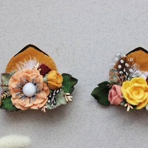 Autumn woodland fox hair clips, woodland animal bows, fox costume accessories, fox ears barrette, animal birthday party, Halloween