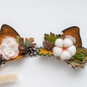 Autumn woodland fox hair clips, woodland animal bows, fox costume accessories, fox ears barrette, animal birthday party, Halloween