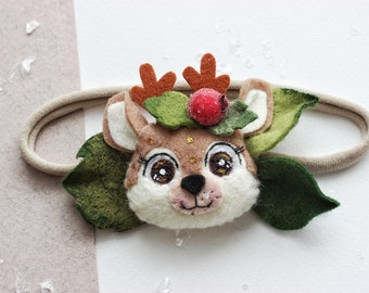 Christmas baby headband, deer kids headband, first Christmas baby, Christmas baby party, woodland deer crown, deer Christmas look, winter
