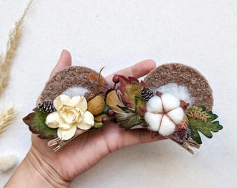 Fermagli per capelli con orecchie da orso, festa di compleanno a tema bosco, look da orsetto per bambini, copricapo a forma di animale, gioielli per bambini a tema bosco, Halloween