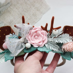 Christmas deer headband baby, Christmas party , Christmas baby look, deer crown, first Christmas baby, toddler headband, antlers deer