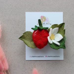 Red strawberry headband, pink strawberry hair clips, red sparkly berry headband, summer fruit hair accessories, summer birthday party Red berry hair clip