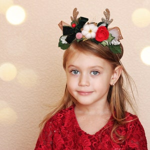 Christmas deer headband baby, Christmas party , Christmas baby look, deer crown, first Christmas baby, toddler headband, antlers deer