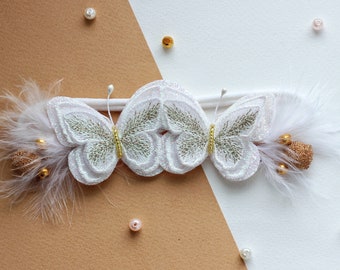 White butterfly baby headband, butterfly headpiece, crystal headpiece, butterfly birthday party, first birthday princess, butterfly jewelry