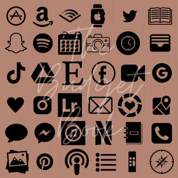 60 Nude Black Icons App Icons Aesthetic Ios 14 Bible Etsy Uk