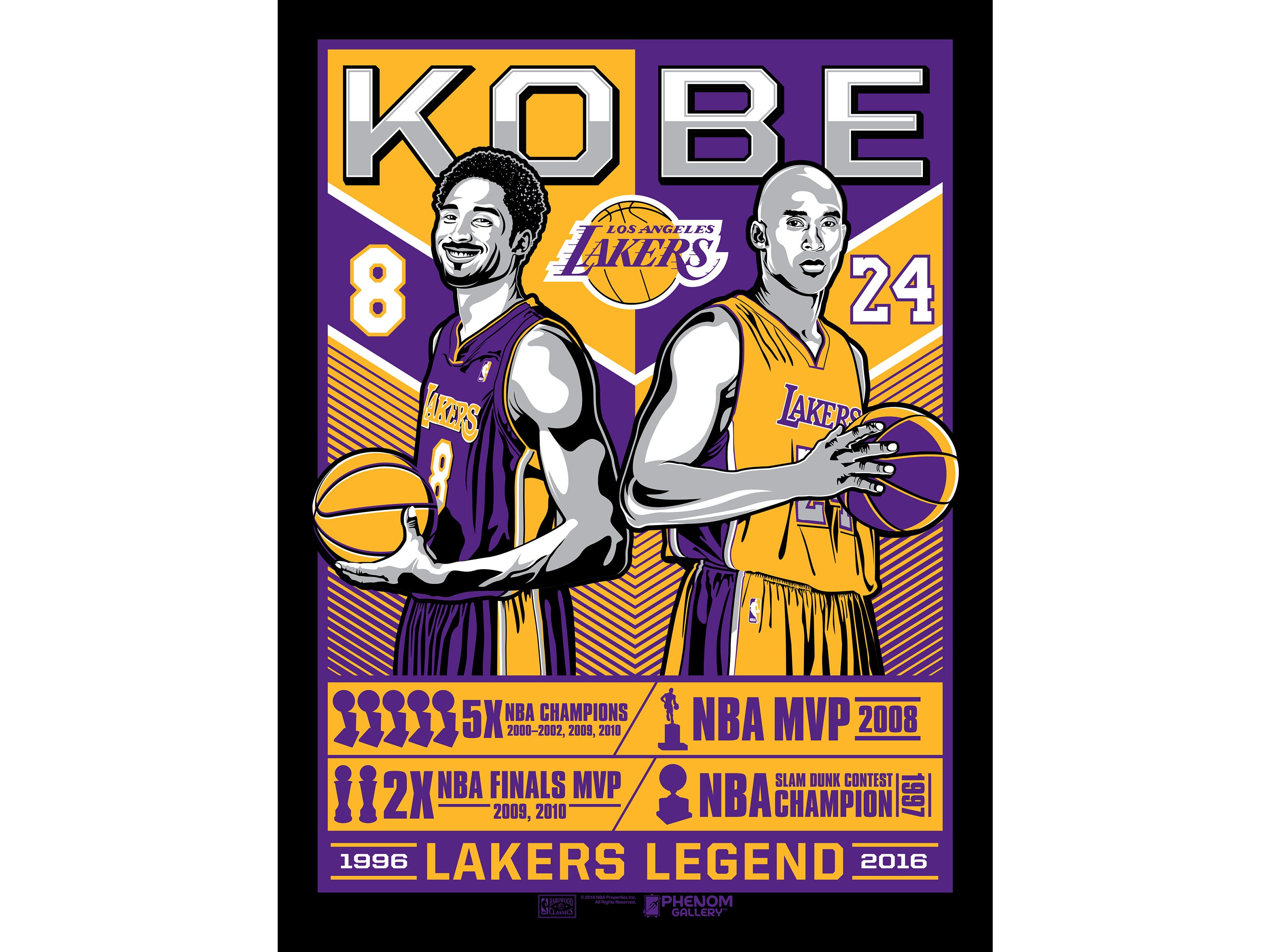 Kobe Bryant - LA Lakers Black Mamba Pop Art Poster Print