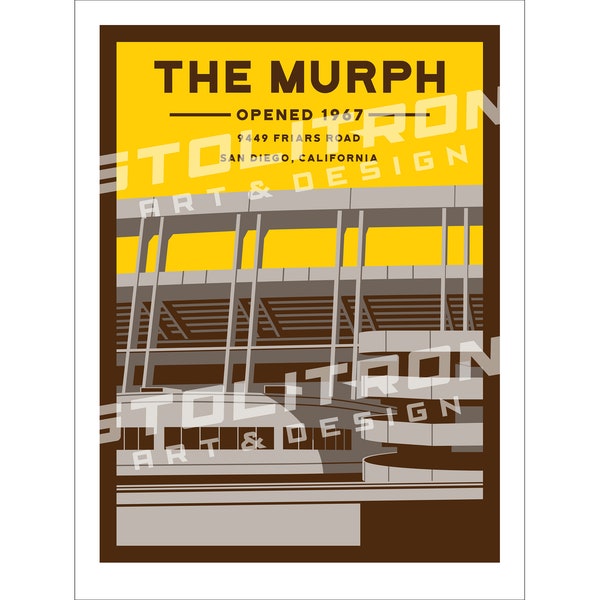 Iconic San Diego Stadium THE MURPH (Colorway 2) Minimalist Poster Print 12x18, 18x24, 24x36 inches San Diego, CA Padres