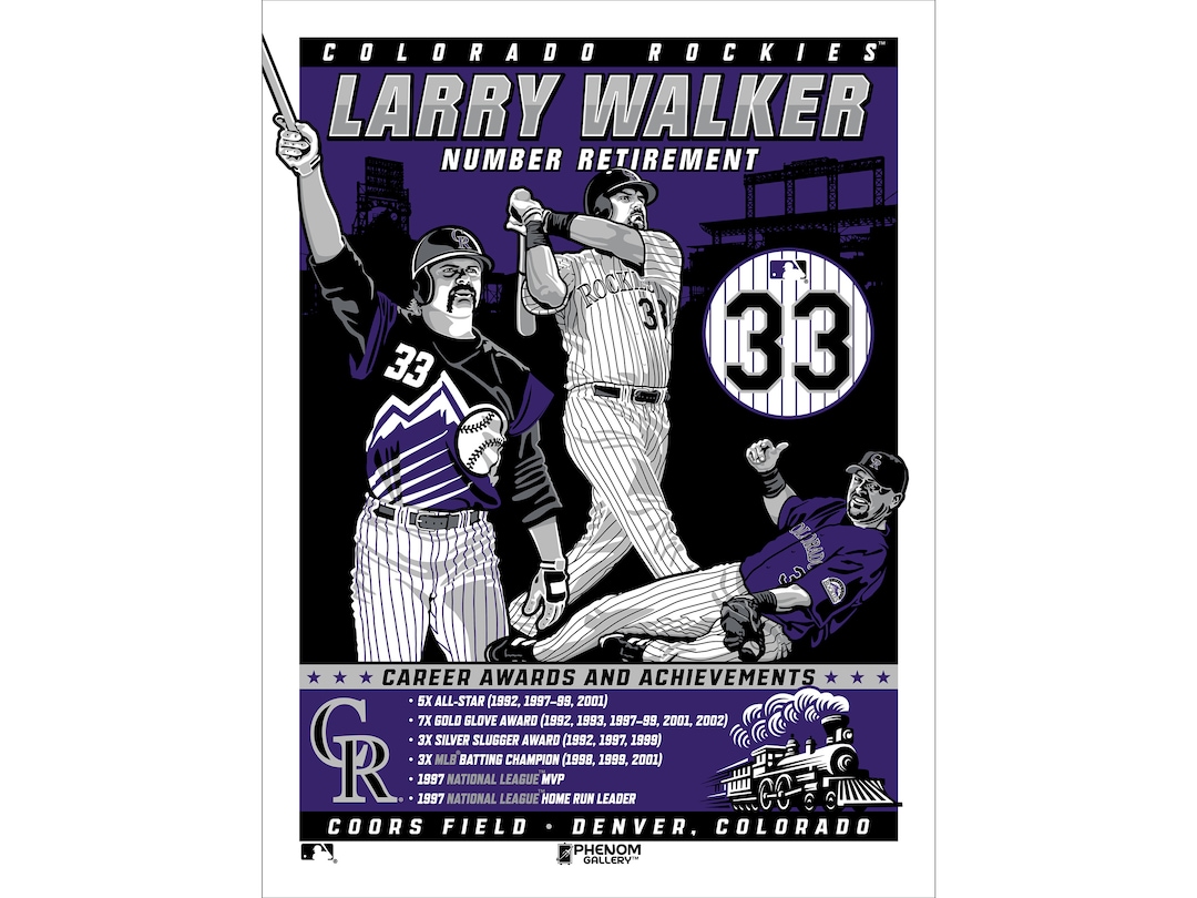 OFFICIALLY LICENSED Colorado Rockies Larry Walker #33 Number