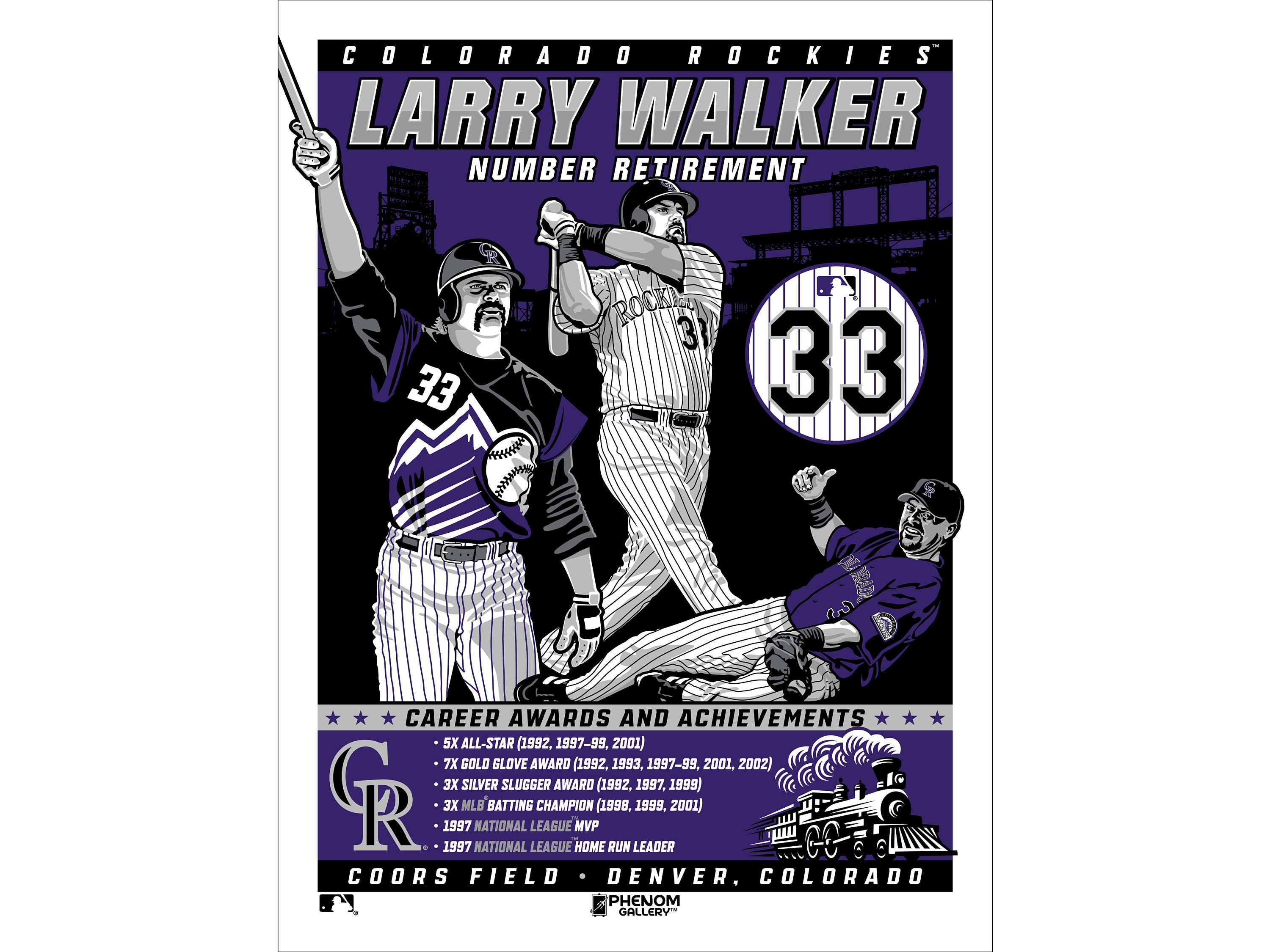 OFFICIALLY LICENSED Colorado Rockies Larry Walker 33 Number 