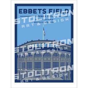 EBBETS FIELD Minimalist Poster 12x18, 18x24, or 24x36 inches Brooklyn, New York Baseball Stadium