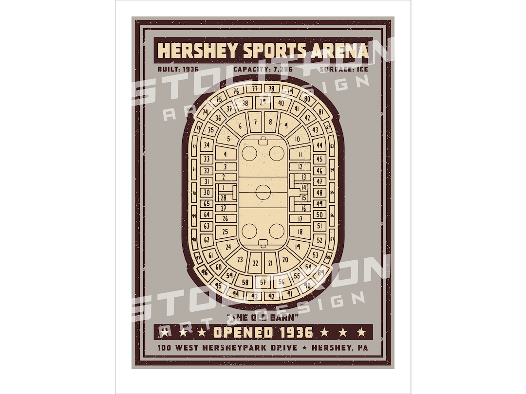 HERSHEY SPORTS Arena Seating Chart Diagram Poster 12x18, 18x24, or