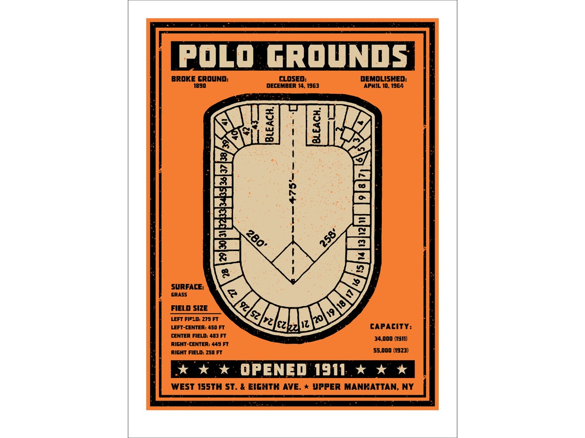Polo Grounds Stadium Seating Chart Diagram Poster 12x18 Etsy