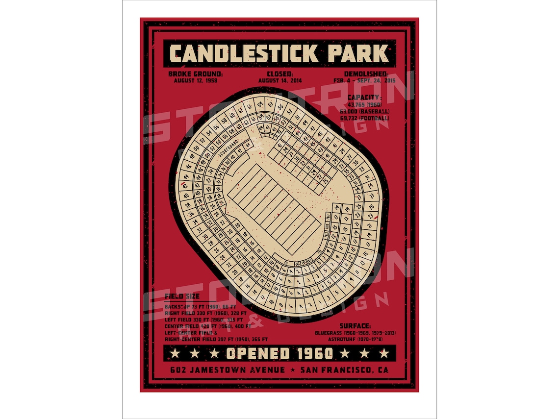 CANDLESTICK PARK Seating Chart Diagram Poster 12x18 18x24 or - Etsy