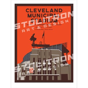 Iconic CLEVELAND MUNICIPAL Stadium (Colorway 1) Minimalist Poster 12x18, 18x24, or 24x36 inches Cleveland, Ohio