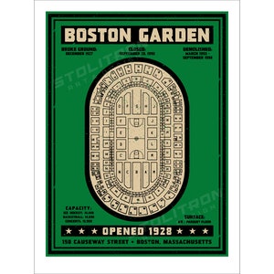 BOSTON GARDEN Green Seating Chart Diagram Poster Print Wall Art 12x18, 18x24, or 24x36 inches Massachusetts Celtics Bruins