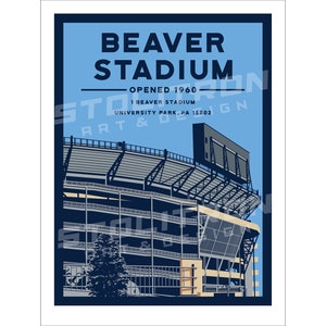 Iconic Minimalist BEAVER STADIUM Wall Art Print Poster 12 x 18, 18 x 24, 24 x 36 inches State College, Pennsylvania Happy Valley Football