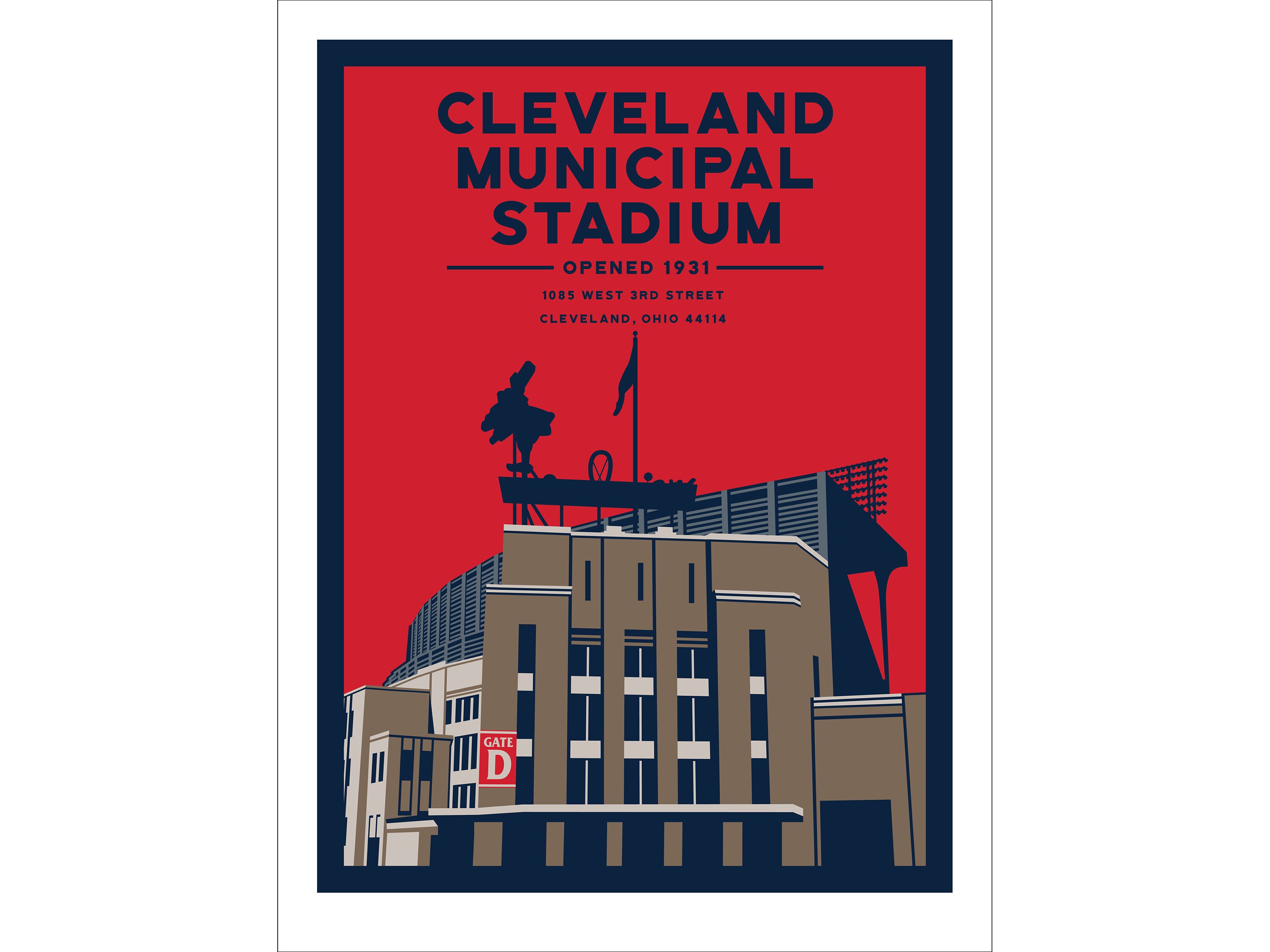 Icónico Estadio Municipal de Cleveland Colorway 2 Póster Etsy España