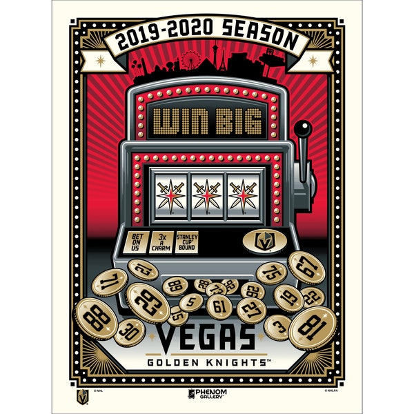 OFFICIALLY LICENSED Vegas Golden Knights 2019-20 Slots 18" x 24" Screen Print Poster Serigraph (Artist Proof)