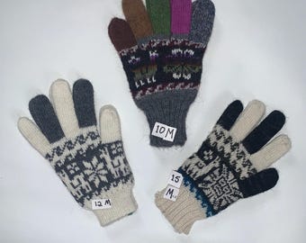 Alpaca Gloves, Winter gloves, Taquile, handmade gloves, fair traded, adult gloves, Warm winter gloves