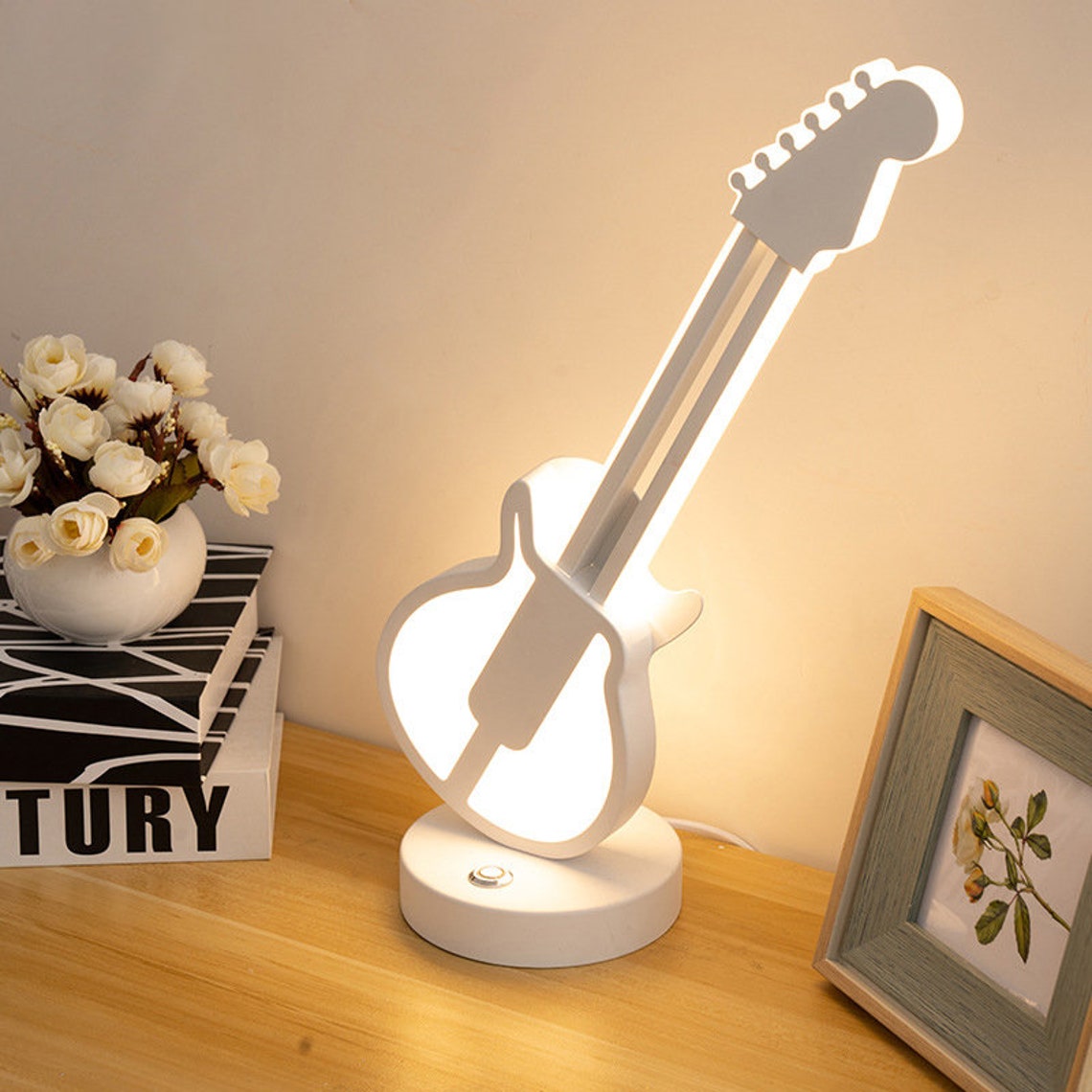 Guitar Lamp Guitar Player Table Lamp Steampunk Guitarist Desk | Etsy
