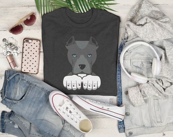 Rescue Pitbull TShirt with Knuckle Tattoos | Perfect Gift for Dog Rescue Lovers, Bully Breed Advocates, and Animal Enthusiasts