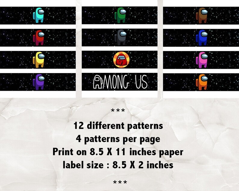 among us water bottle labels cupcake toppers water bottle
