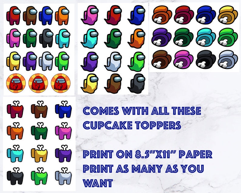 Among Us Party Set Birthday Banner Cake Topper Bottle Etsy