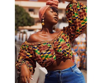african print bustier top