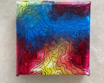 Primary Wave Lengths 3x3 inch abstract acrylic painting