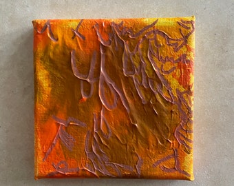 Fire Sticks 4x4 inch abstract acrylic painting