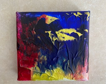 Fish Bowl 3x3 inch abstract acrylic painting