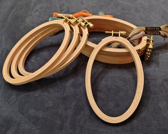 4"x6" Oval Embroidery Hoops - Beechwood