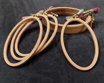 5"x8" Oval Embroidery Hoops - Beechwood