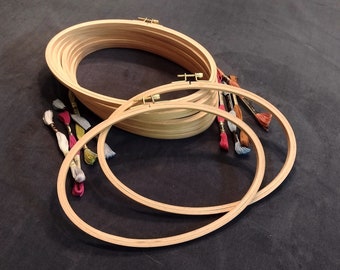 11"x7" Oval Embroidery Hoops - Beechwood