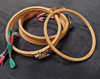 8" Round Embroidery Hoops - Beechwood