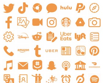 Orange & White Pack von 55 iOs 14 App Icon Covers + BONUS Widget
