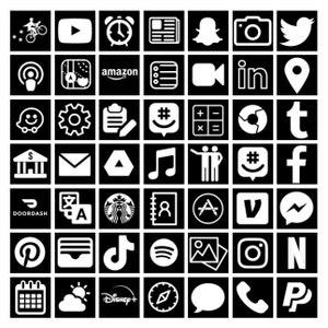 All Black Pack of 55 iOs 14 App Icon Covers