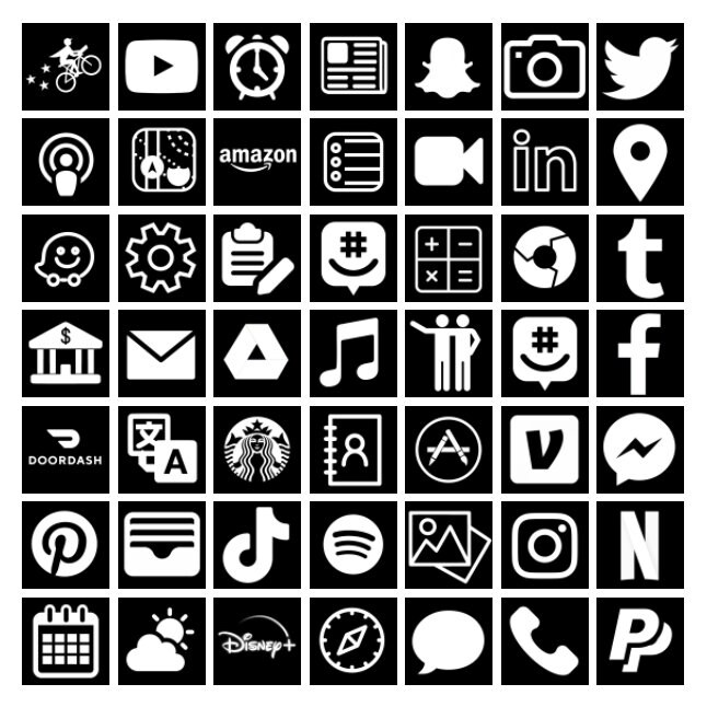 Alle Black Pack von 55 iOs 14 App Icon Abdeckungen