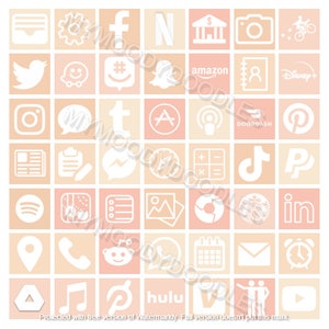 Pink-Beige Pack of 55 iOs 14 App Icon Covers + BONUS Widget