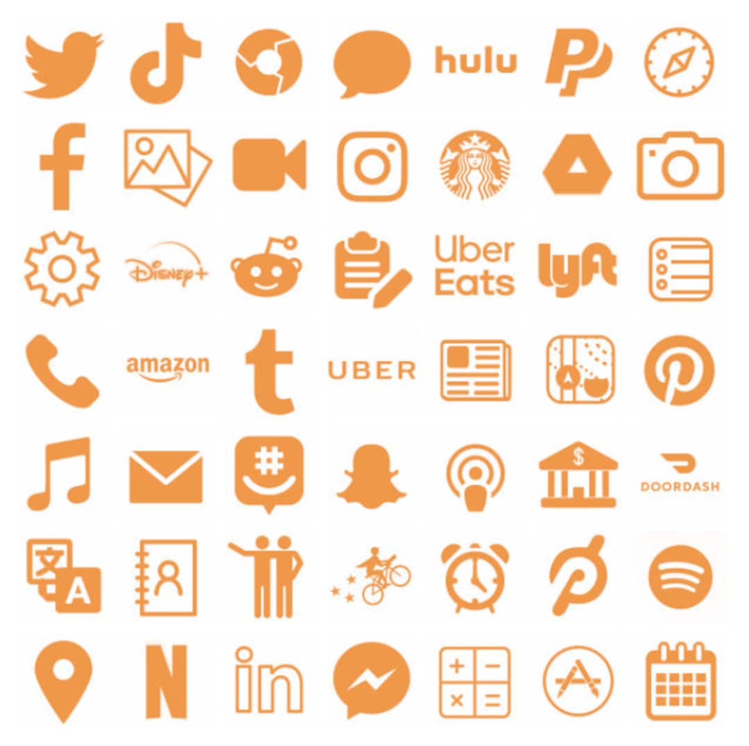 Orange & White Pack of 55 Ios 14 App Icon Covers BONUS Widget - Etsy