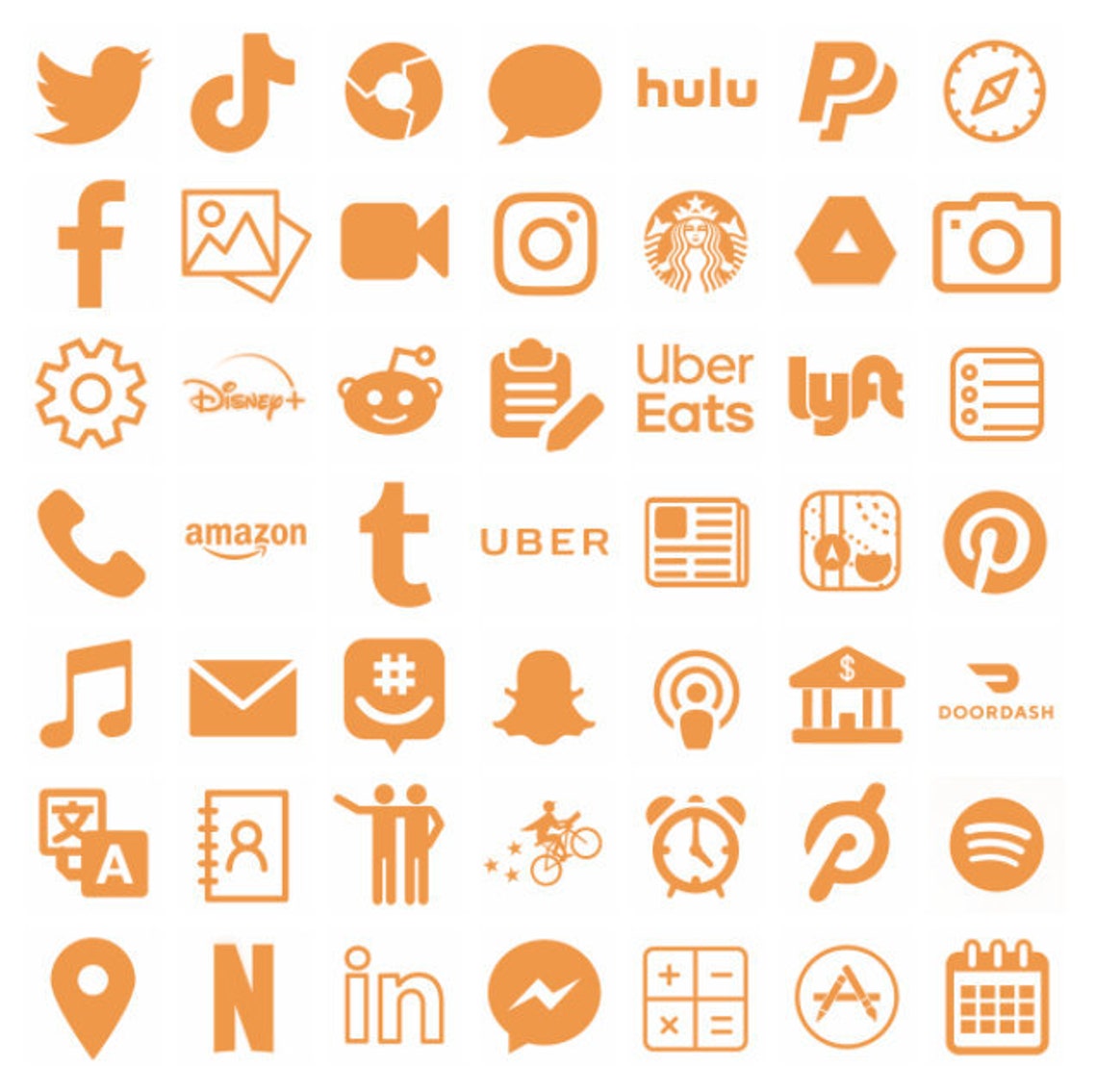 Orange & White Pack of 55 Ios 14 App Icon Covers BONUS Widget Etsy