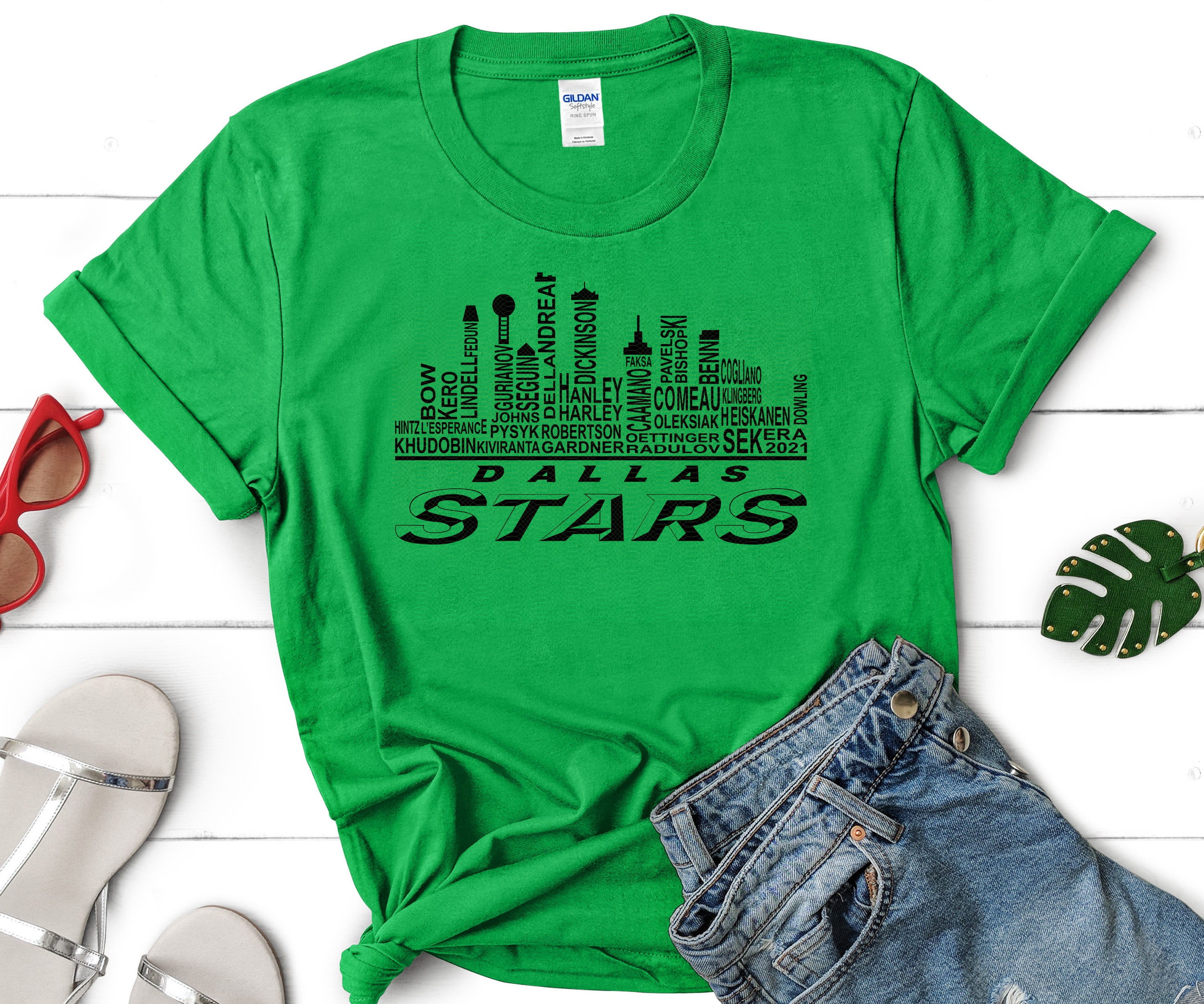 BIJGEWERKT Dallas Stars 2021 Skyline Roster Shirt Etsy