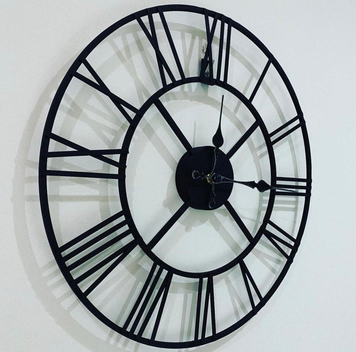 Large black metal skeleton clock 40cm Etsy
